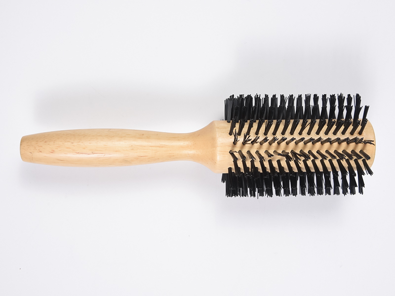 Cepillo de pelo redondo de madera de bambú para peinar