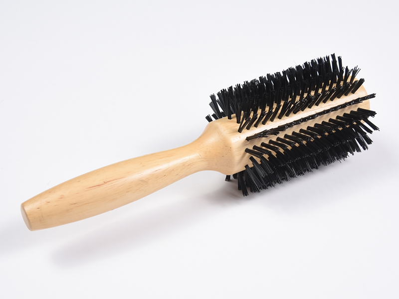 Cepillo de pelo redondo de madera de bambú para peinar