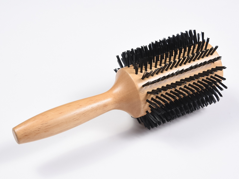 Cepillo de pelo redondo de madera de bambú para peinar