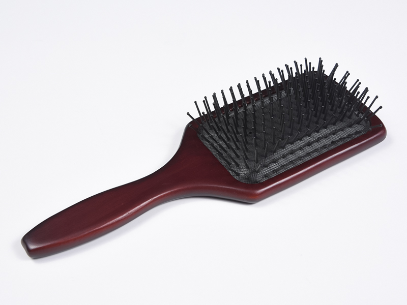 Cepillo de pelo desenredante de masaje de madera de bambú grande
