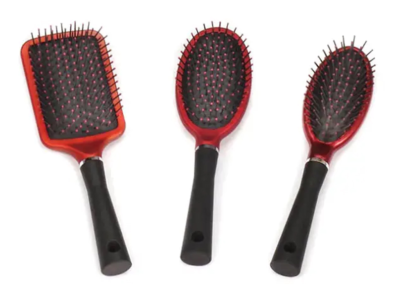 Juego de cepillos para el cabello con cojín de plástico y ventilación con revestimiento de goma