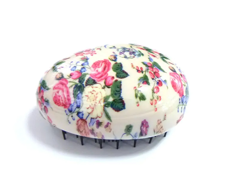 Mini cepillo de pelo redondo para desenredar con forma de huevo