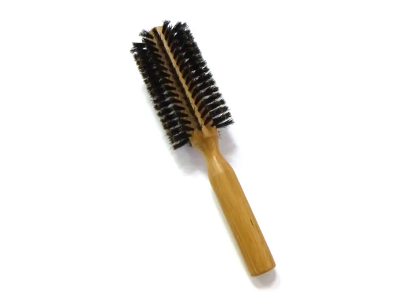 Cepillo de pelo alisador de masaje con cerdas de jabalí y mango de bambú