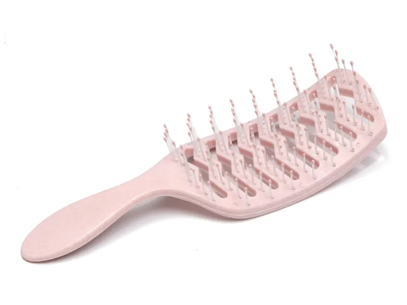 Cepillo de pelo desenredante impermeable respetuoso del medio ambiente del ABS portátil plástico rosado