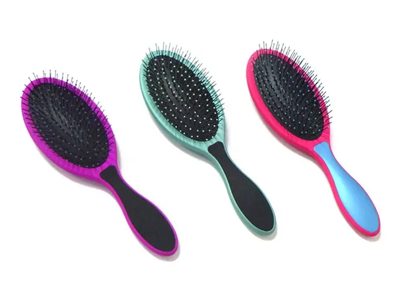 Cepillo de pelo ondulado negro ovalado multicolor 360 Tangle Denman