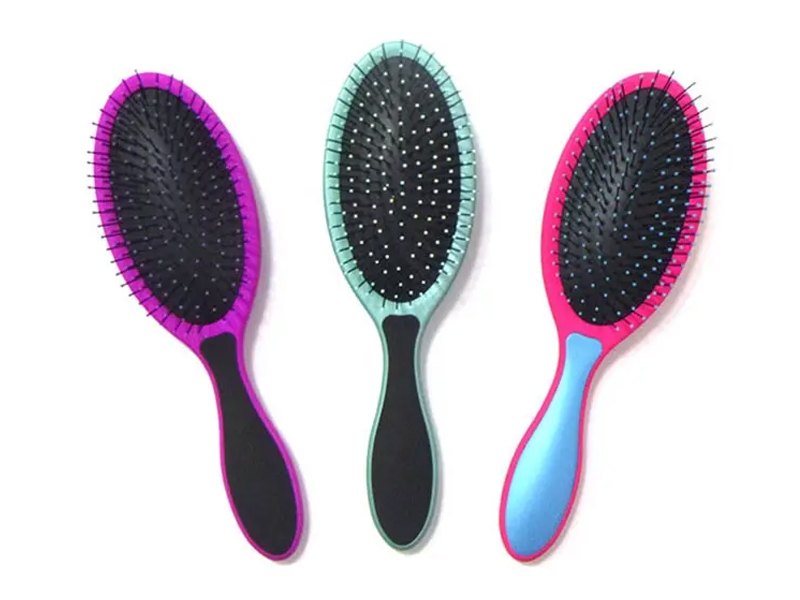 Cepillo de pelo ondulado negro ovalado multicolor 360 Tangle Denman
