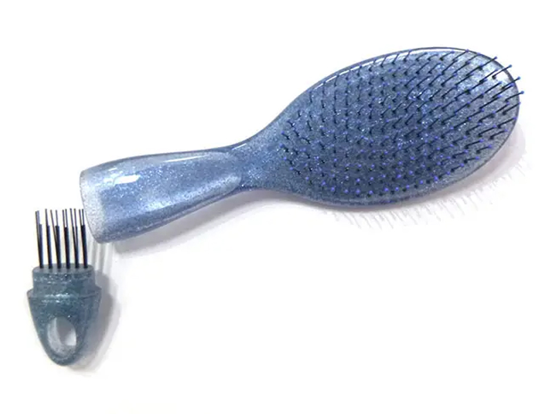 Cepillo de pelo transparente con purpurina desenredante