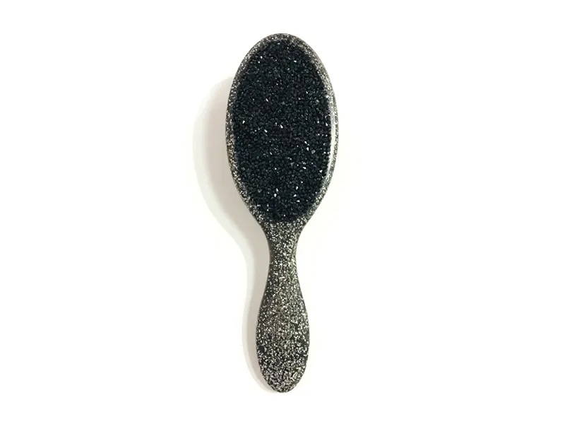 Cepillo de pelo plástico ovalado de Bling de la joyería con la manija