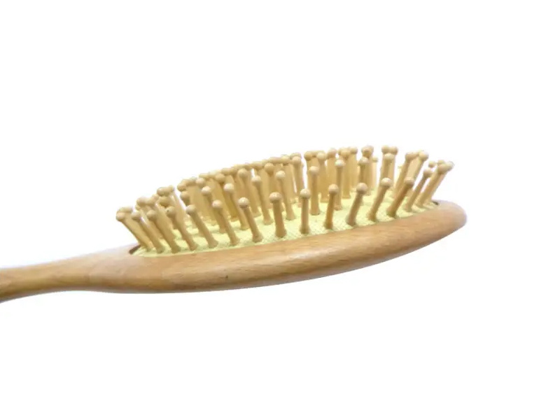 Cepillo de pelo de cerdas de jabalí ovalado desenredante de madera