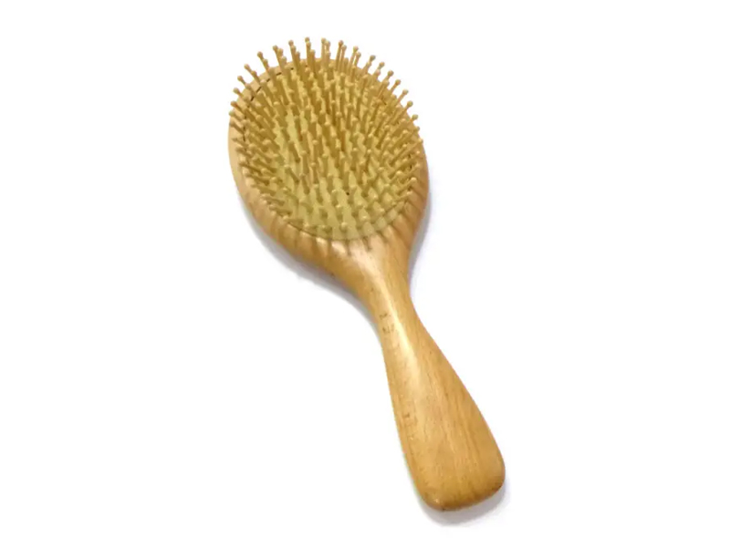 Cepillo de pelo de cerdas de jabalí ovalado desenredante de madera