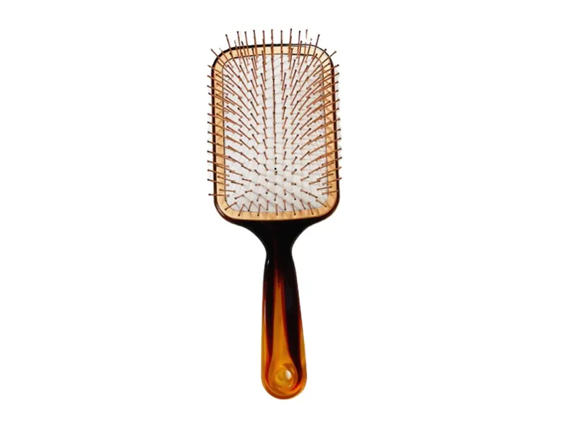 Cepillo de pelo de paleta de color ámbar con pasadores de metal